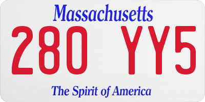 MA license plate 280YY5