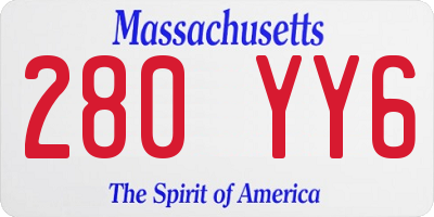 MA license plate 280YY6