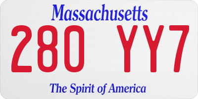 MA license plate 280YY7