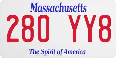 MA license plate 280YY8