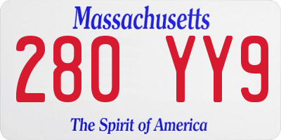 MA license plate 280YY9