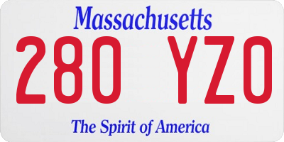 MA license plate 280YZ0