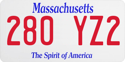MA license plate 280YZ2
