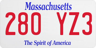 MA license plate 280YZ3