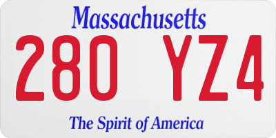 MA license plate 280YZ4