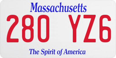 MA license plate 280YZ6