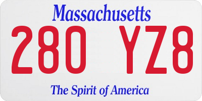 MA license plate 280YZ8