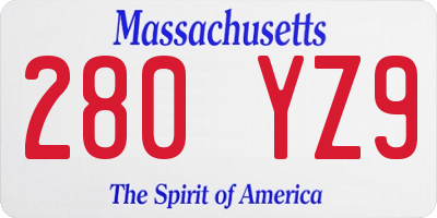 MA license plate 280YZ9