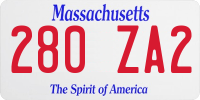 MA license plate 280ZA2