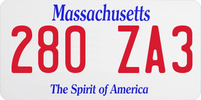 MA license plate 280ZA3