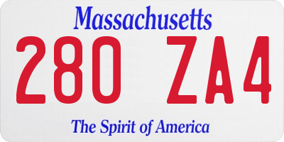MA license plate 280ZA4