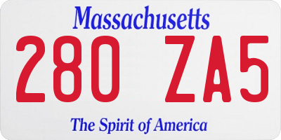 MA license plate 280ZA5
