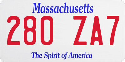 MA license plate 280ZA7