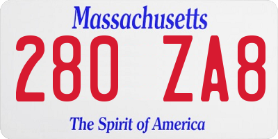MA license plate 280ZA8