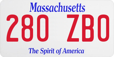 MA license plate 280ZB0