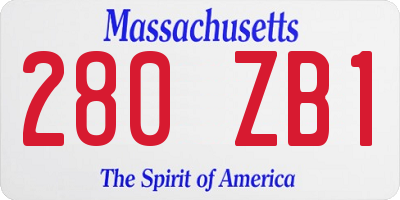MA license plate 280ZB1
