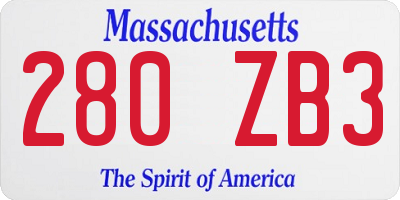 MA license plate 280ZB3