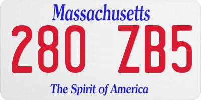 MA license plate 280ZB5