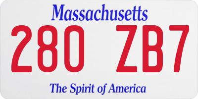 MA license plate 280ZB7