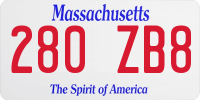 MA license plate 280ZB8