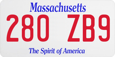 MA license plate 280ZB9