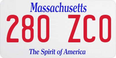 MA license plate 280ZC0