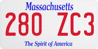 MA license plate 280ZC3