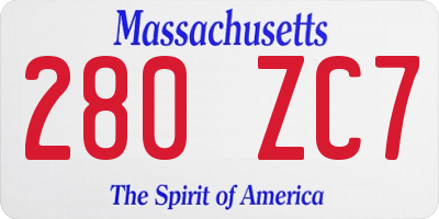 MA license plate 280ZC7