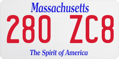 MA license plate 280ZC8