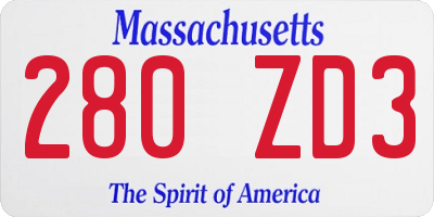 MA license plate 280ZD3