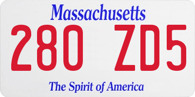 MA license plate 280ZD5