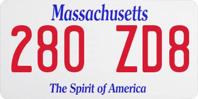 MA license plate 280ZD8