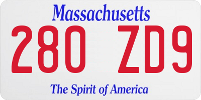 MA license plate 280ZD9