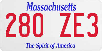 MA license plate 280ZE3
