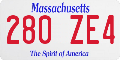 MA license plate 280ZE4