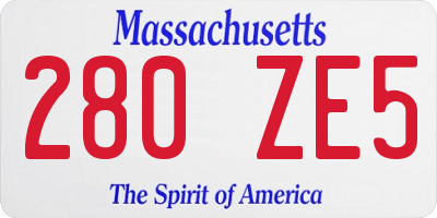 MA license plate 280ZE5