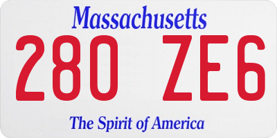 MA license plate 280ZE6