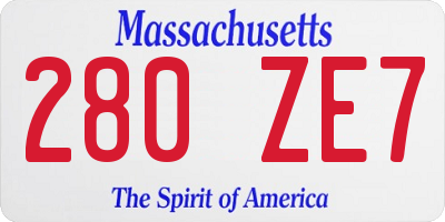 MA license plate 280ZE7