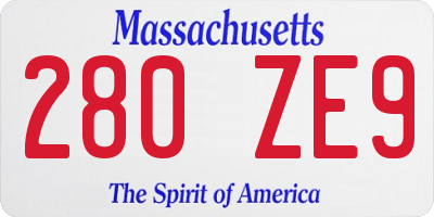 MA license plate 280ZE9