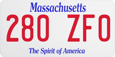 MA license plate 280ZF0