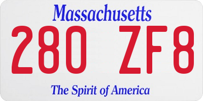 MA license plate 280ZF8