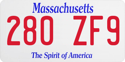 MA license plate 280ZF9