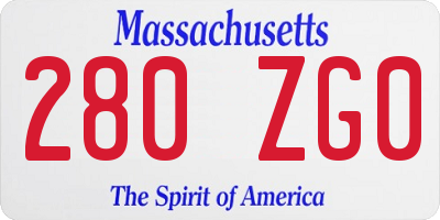 MA license plate 280ZG0