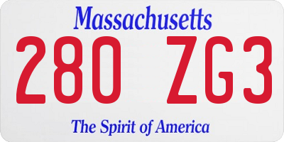 MA license plate 280ZG3