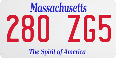 MA license plate 280ZG5