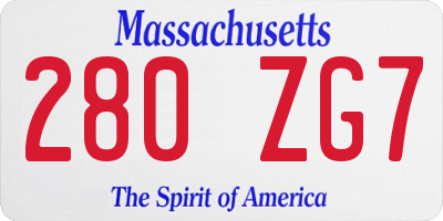 MA license plate 280ZG7