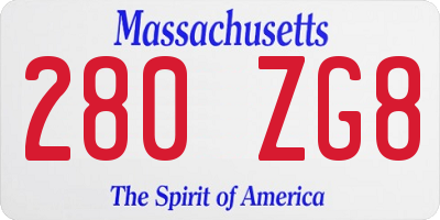 MA license plate 280ZG8