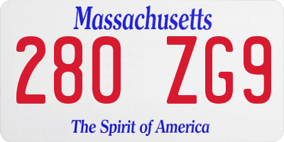 MA license plate 280ZG9