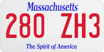 MA license plate 280ZH3