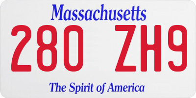 MA license plate 280ZH9